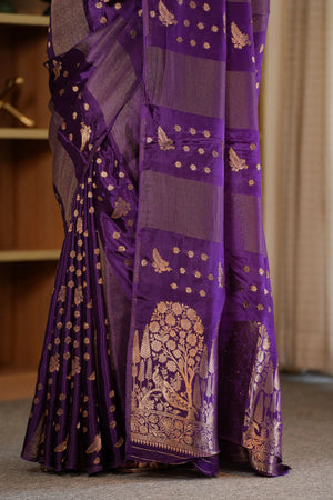 Iara: Silk blend saree with contrast blouse piece Sathiraa Sarees
