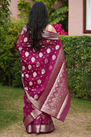 Naira : Woven Design Zari Silk Blend in Heavy Banarsi Sathiraa Sarees