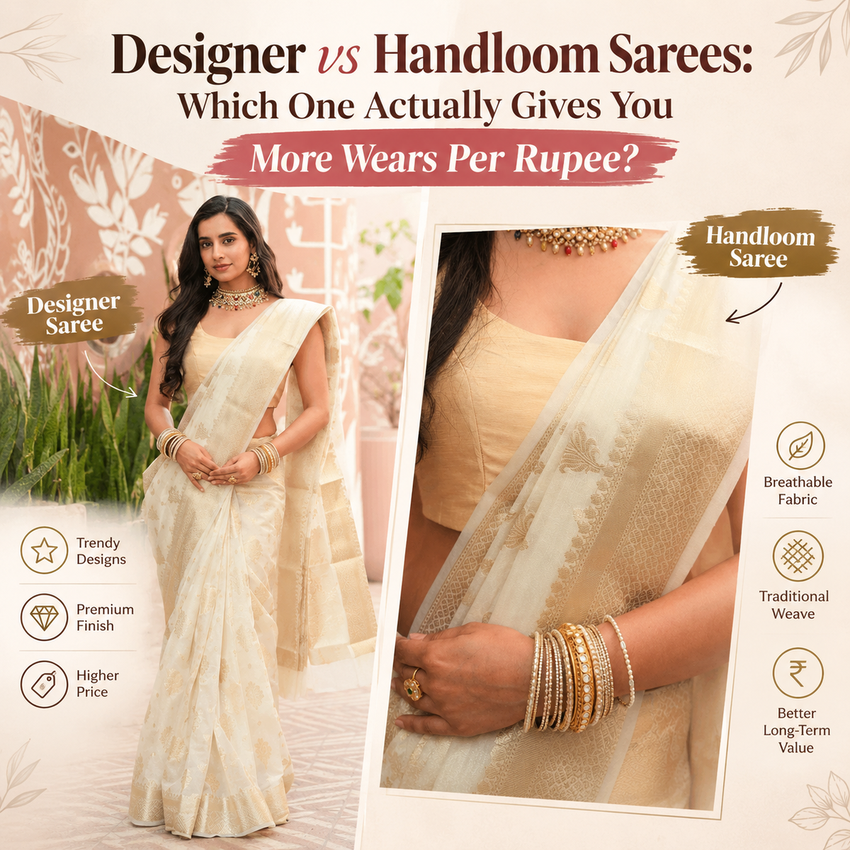 Designer vs Handloom Sarees: Which One Actually Gives You More Wears Per Rupee?