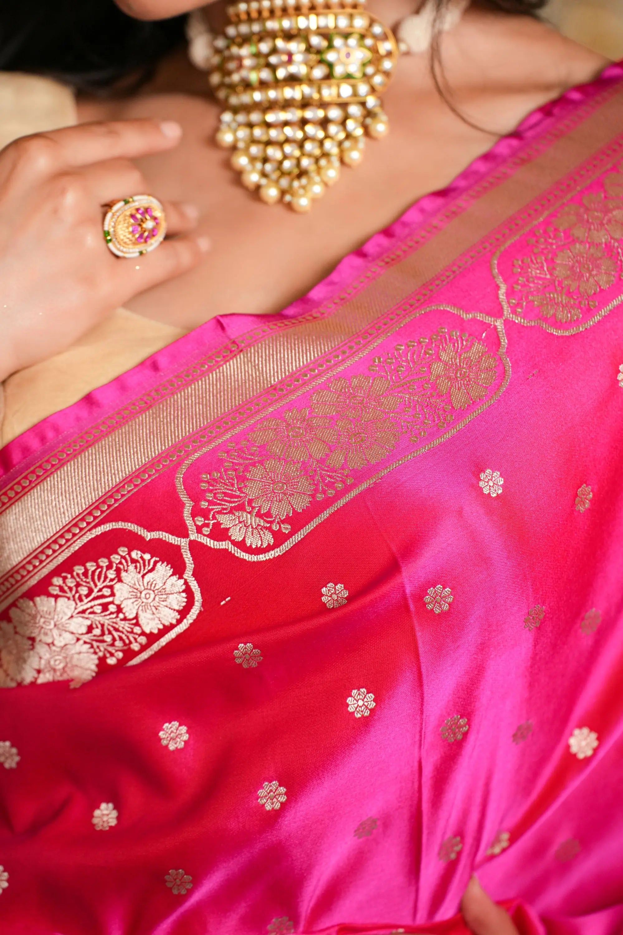 Image of Ruhani : Mashru Katan Banarsi Saree Sathiraa Sarees