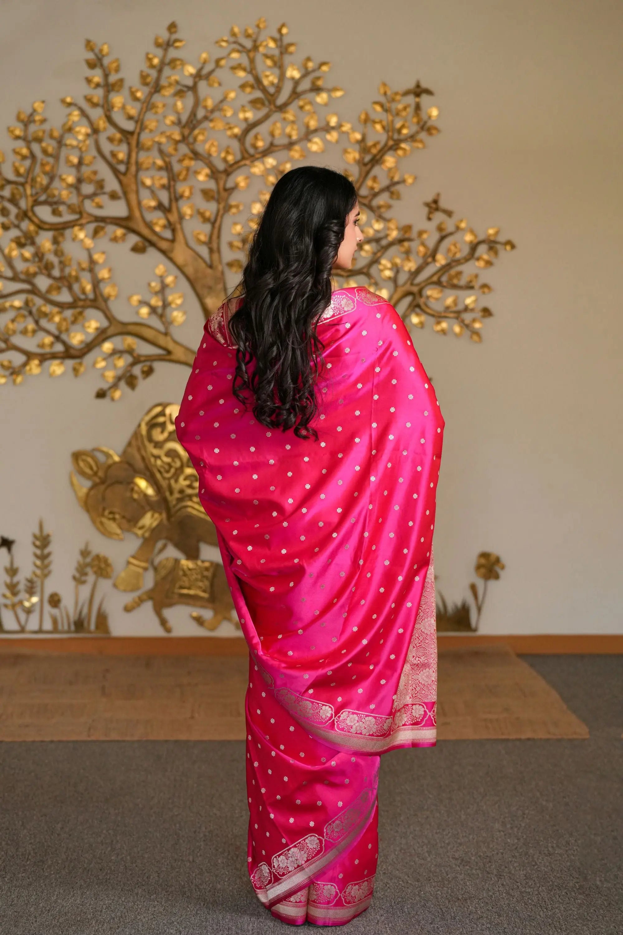 Image of Rani : Banarasi Mashru Katan Silk Saree Sathiraa Sarees