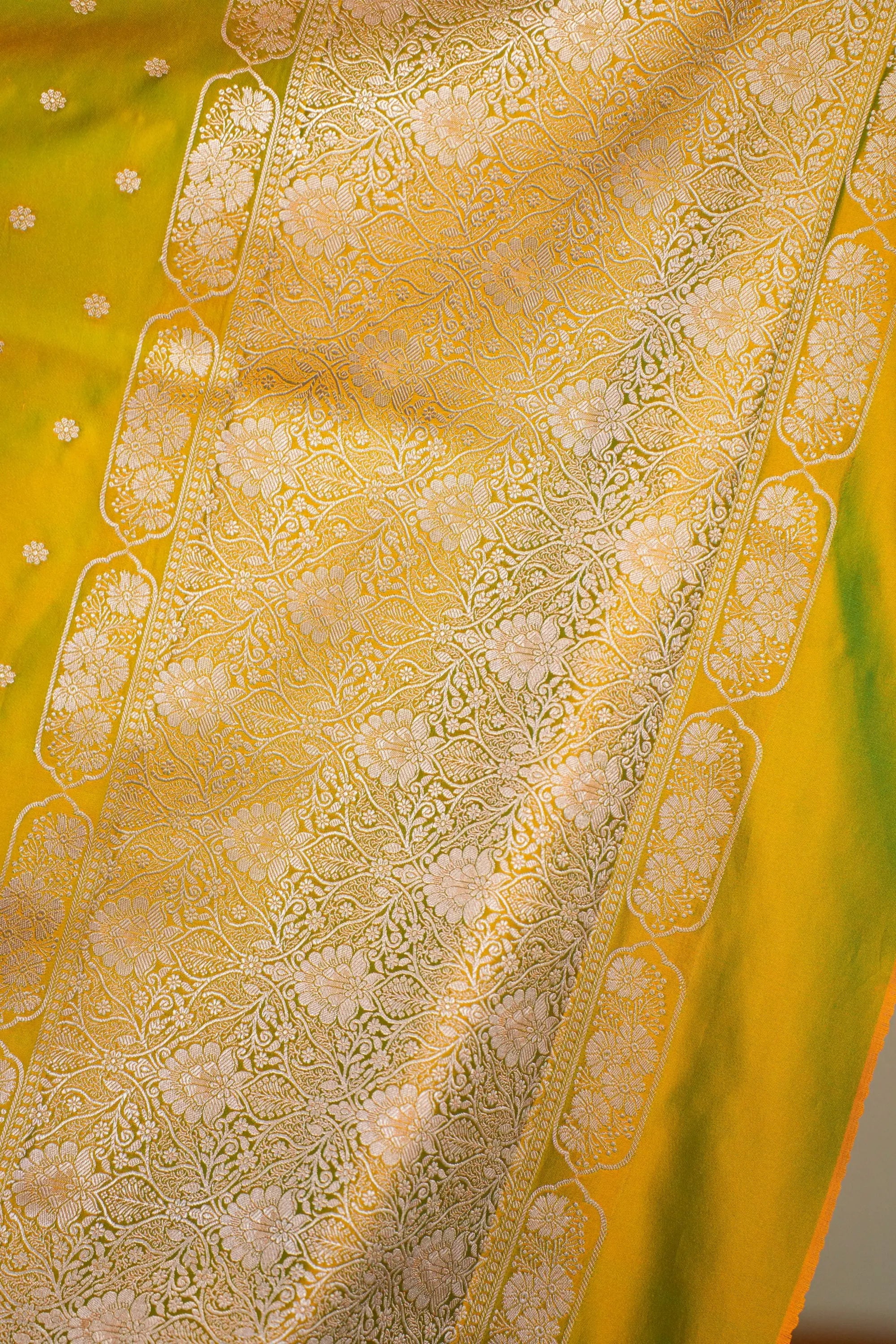 Image of Haritā : Mashru Katan Silk Banarasi Saree Sathiraa Sarees