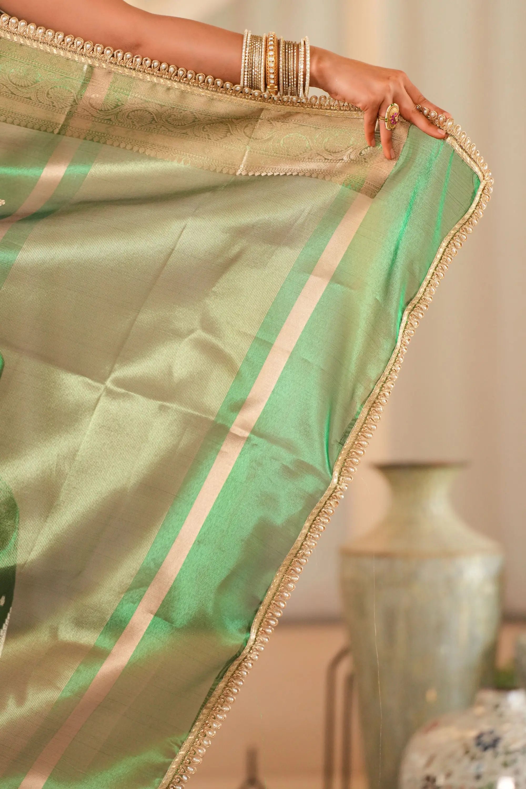 Image of Mrinali : Ethnic Motifs Pure Tissue Banarsi Saree Sathiraa Sarees