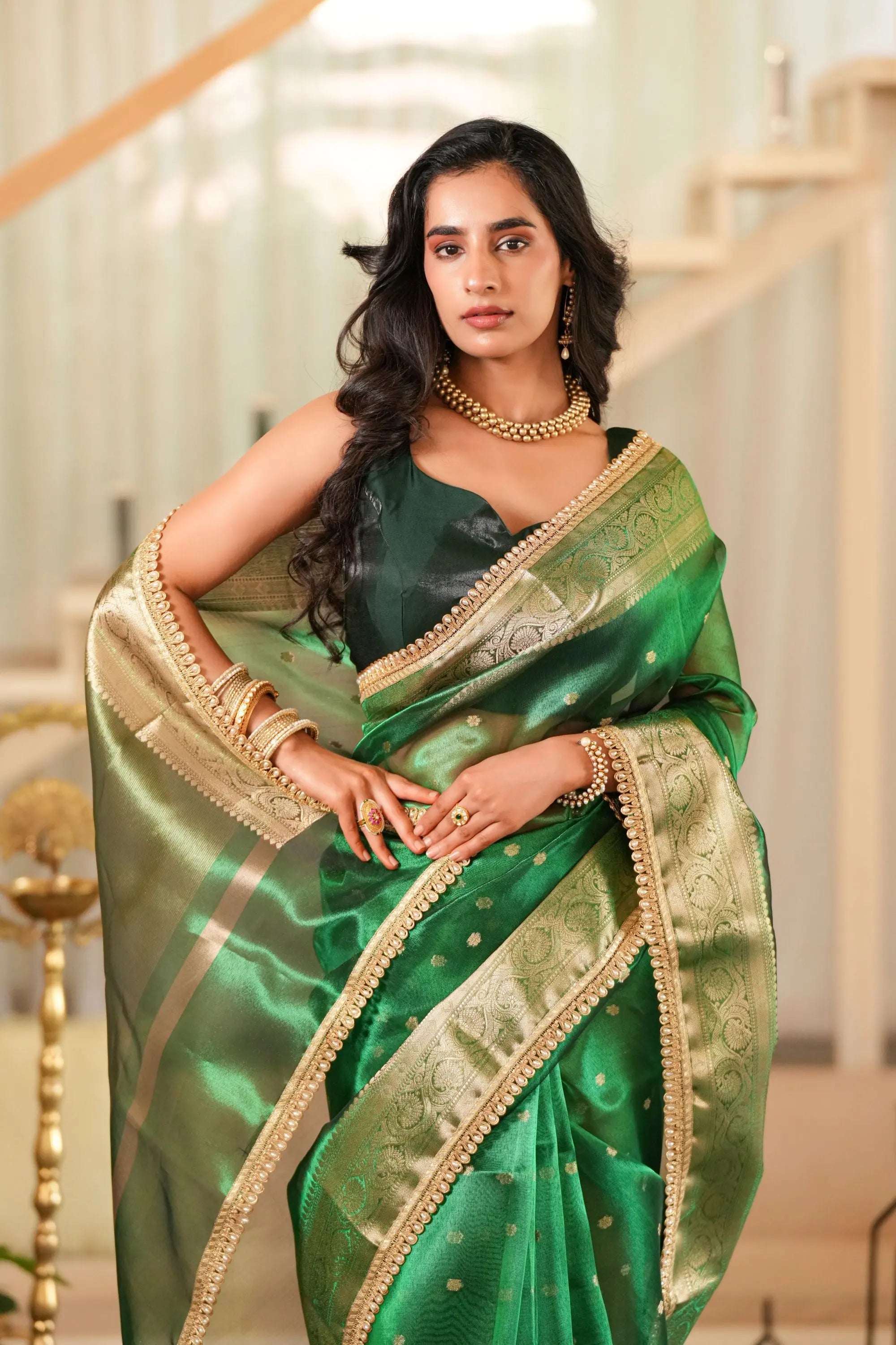 Image of Mrinali : Ethnic Motifs Pure Tissue Banarsi Saree Sathiraa Sarees