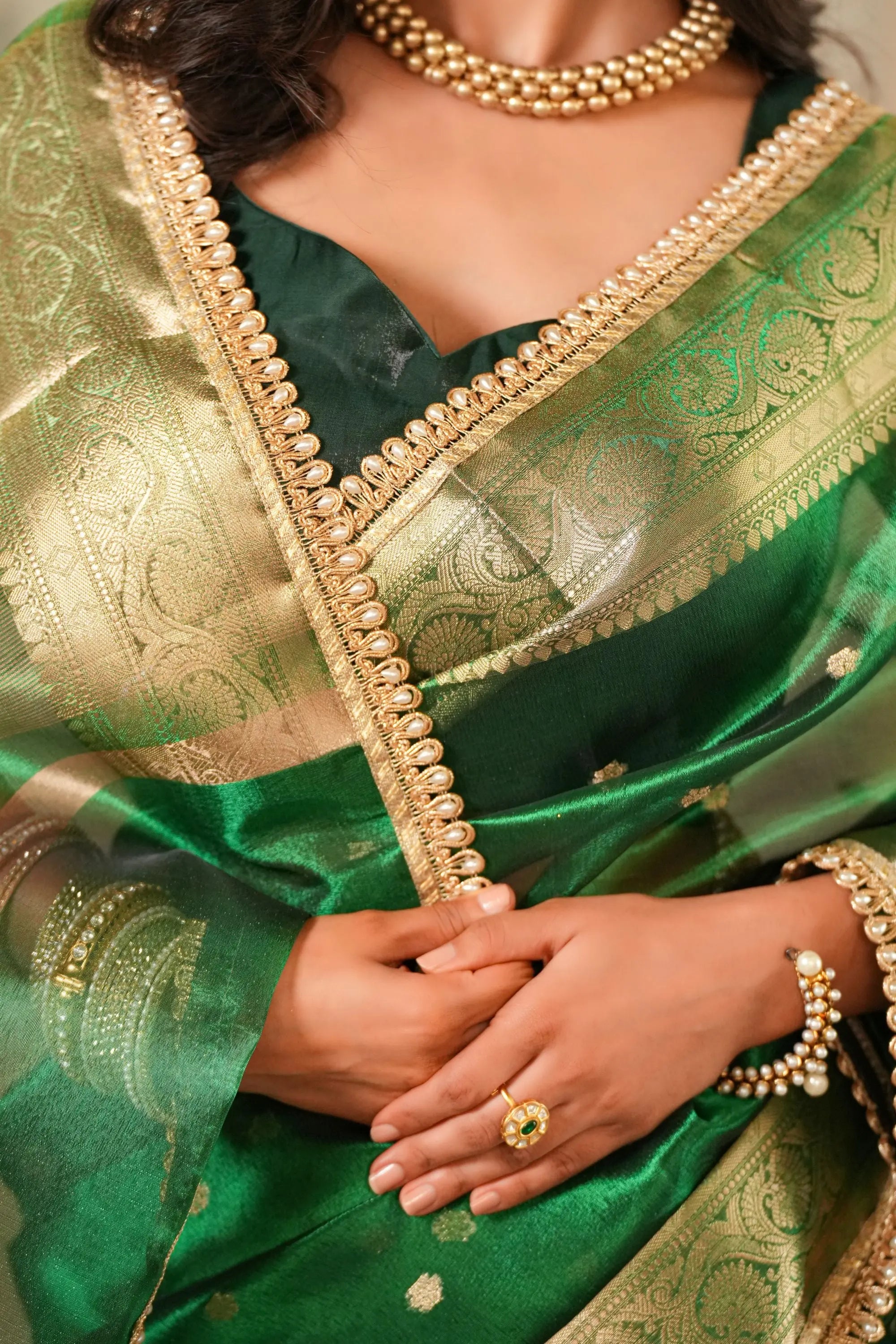 Image of Mrinali : Ethnic Motifs Pure Tissue Banarsi Saree Sathiraa Sarees