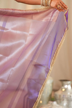 Tarani : Purple Dual Tone Tissue Silk Saree Highlighted With Gota Detailing Sathiraa Sarees