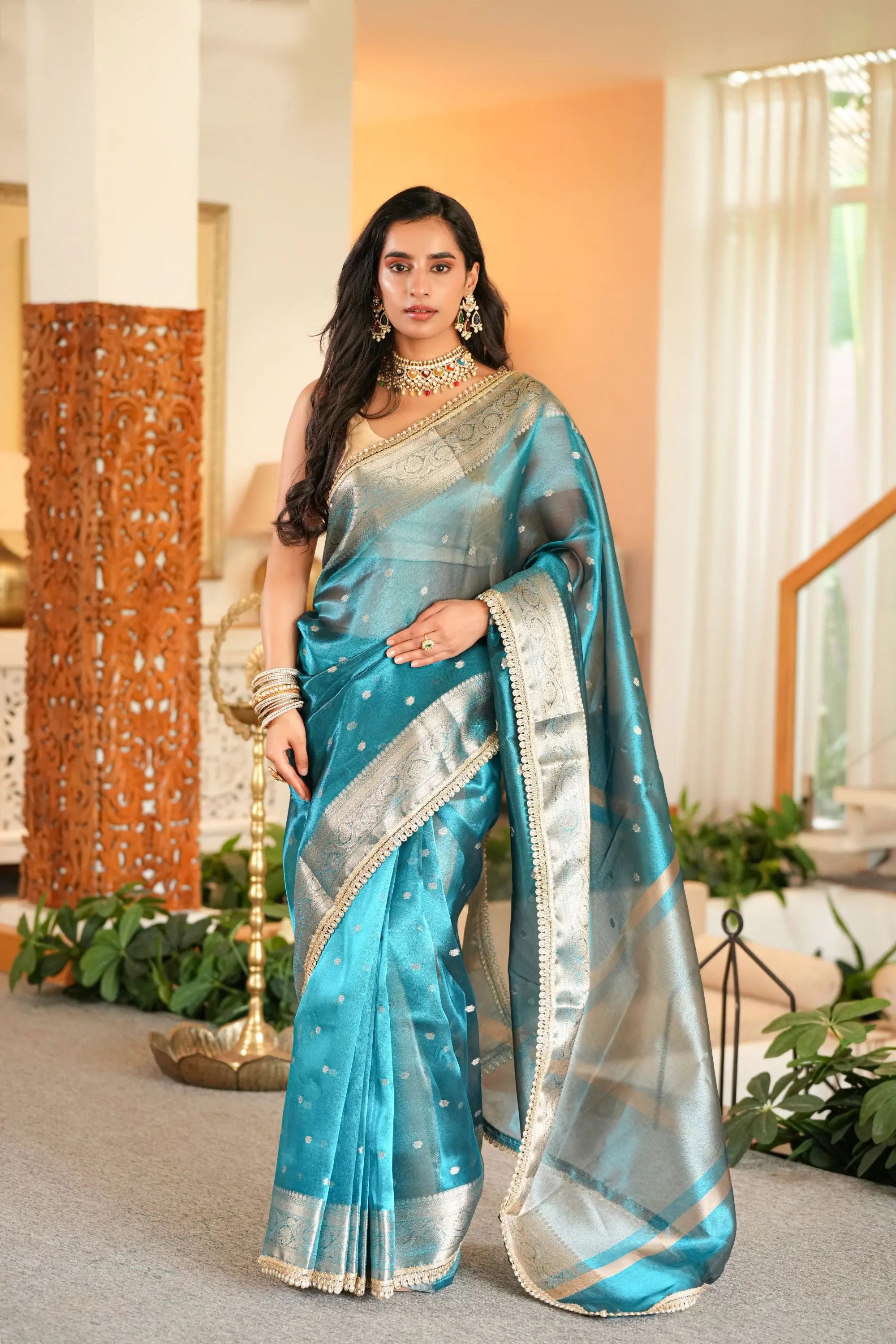 Image of Rishika : Banarasi Ethnic Motifs Zari Saree Sathiraa Sarees