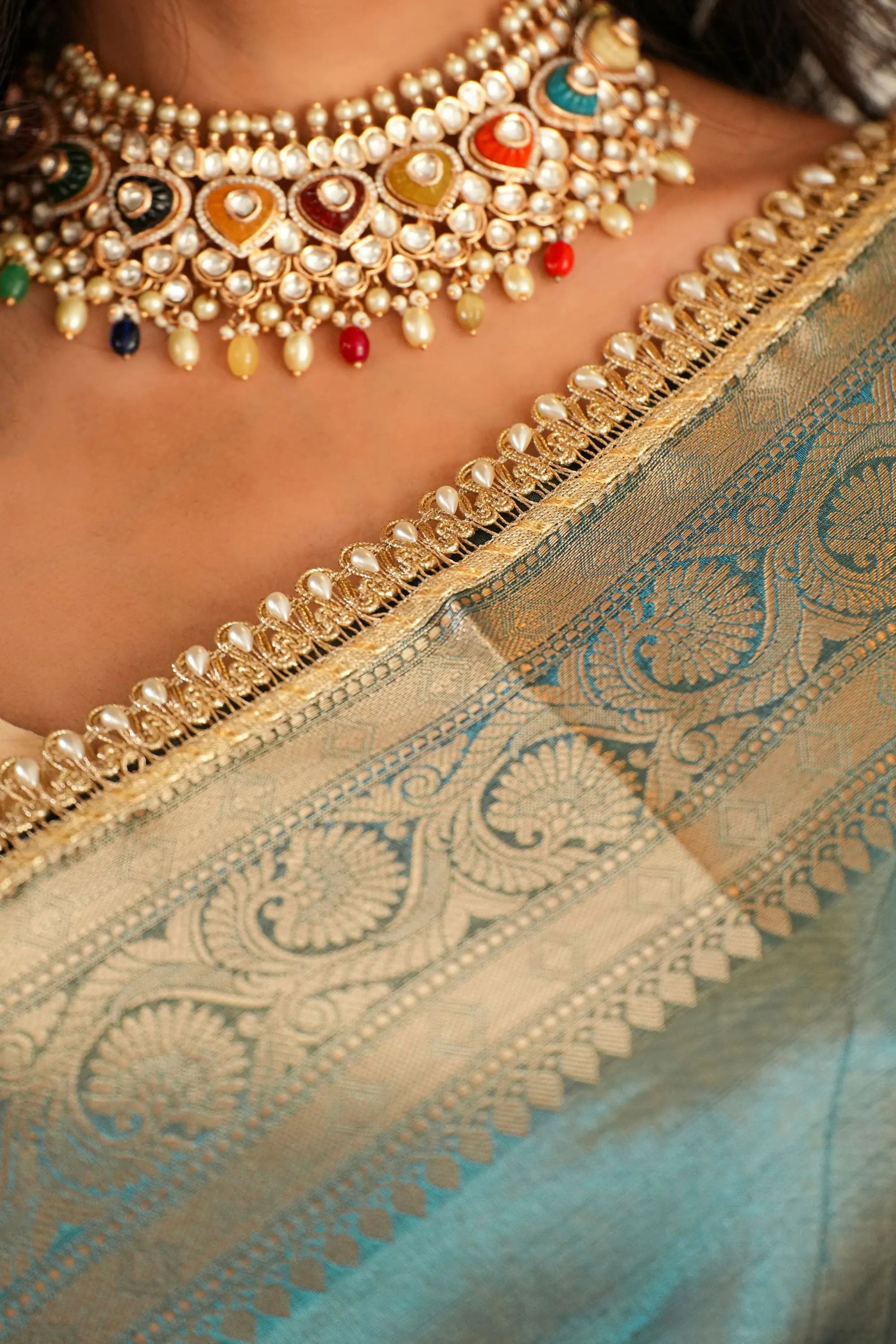 Image of Rishika : Banarasi Ethnic Motifs Zari Saree Sathiraa Sarees