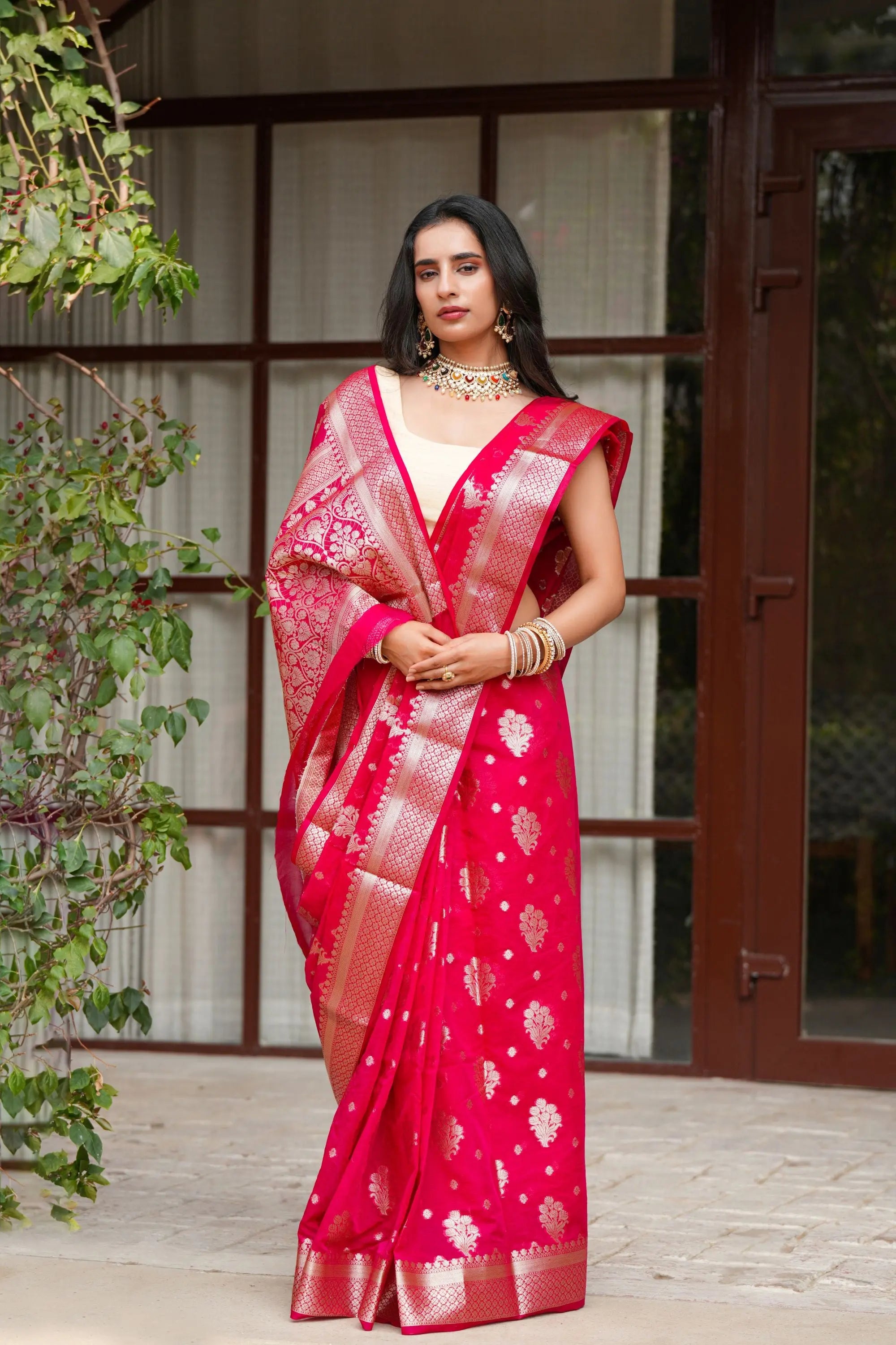 Image of Kashi : Woven Design Zari Silk Blend in Heavy Banarsi Sathiraa Sarees