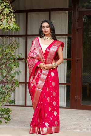 Kashi : Woven Design Zari Silk Blend in Heavy Banarsi Sathiraa Sarees