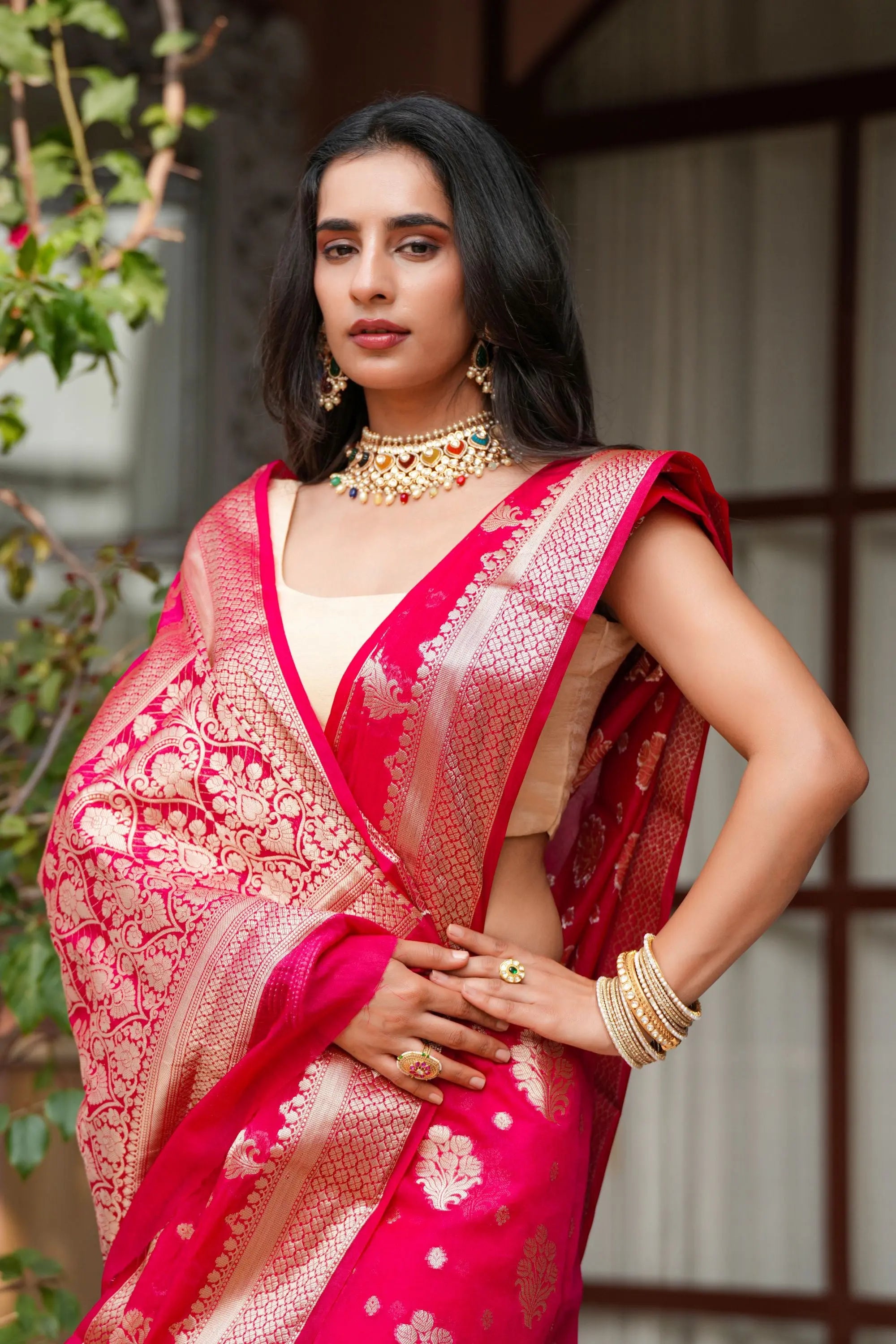 Image of Kashi : Woven Design Zari Silk Blend in Heavy Banarsi Sathiraa Sarees
