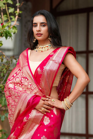 Kashi : Woven Design Zari Silk Blend in Heavy Banarsi Sathiraa Sarees