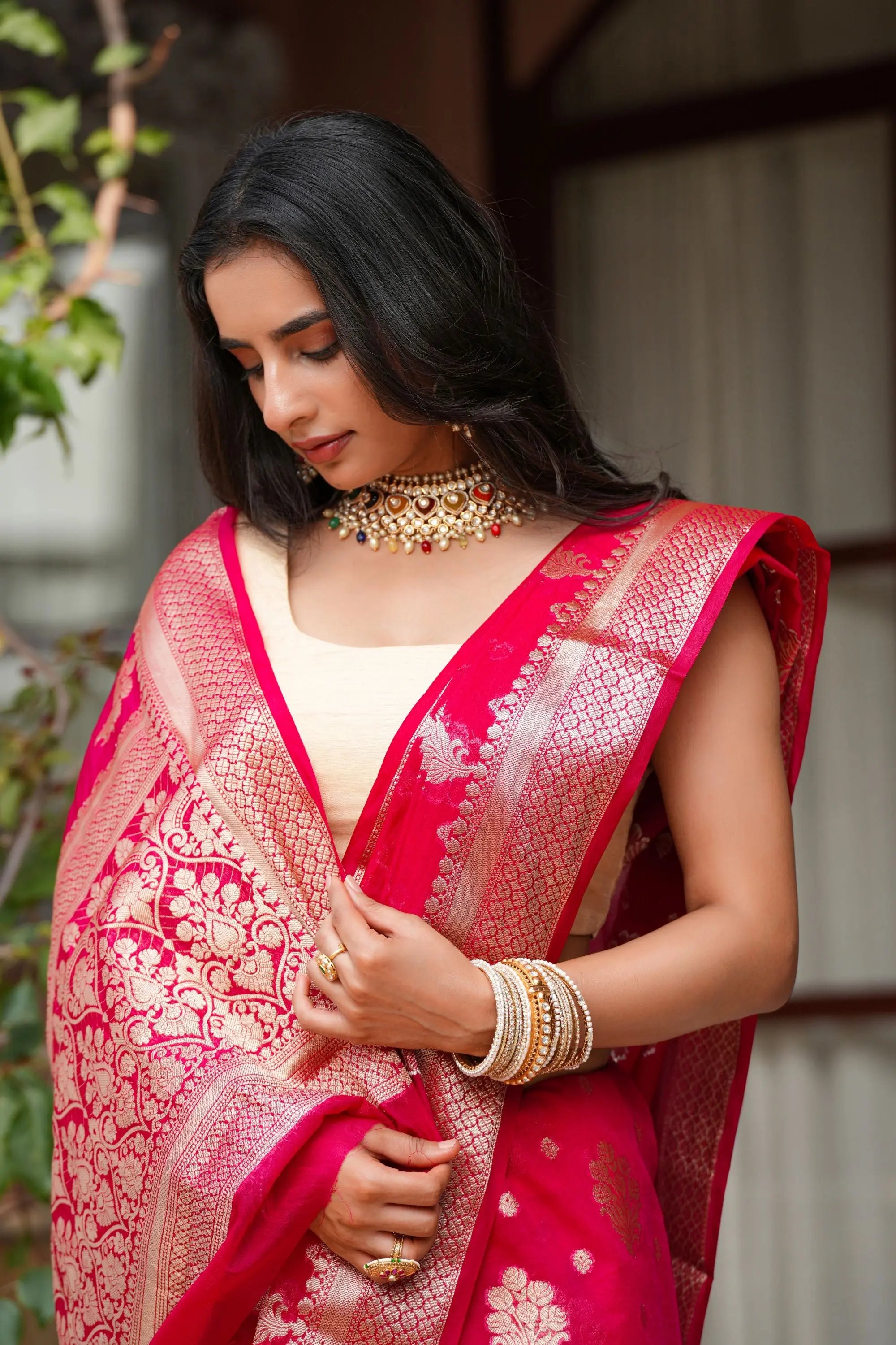 Image of Kashi : Woven Design Zari Silk Blend in Heavy Banarsi Sathiraa Sarees