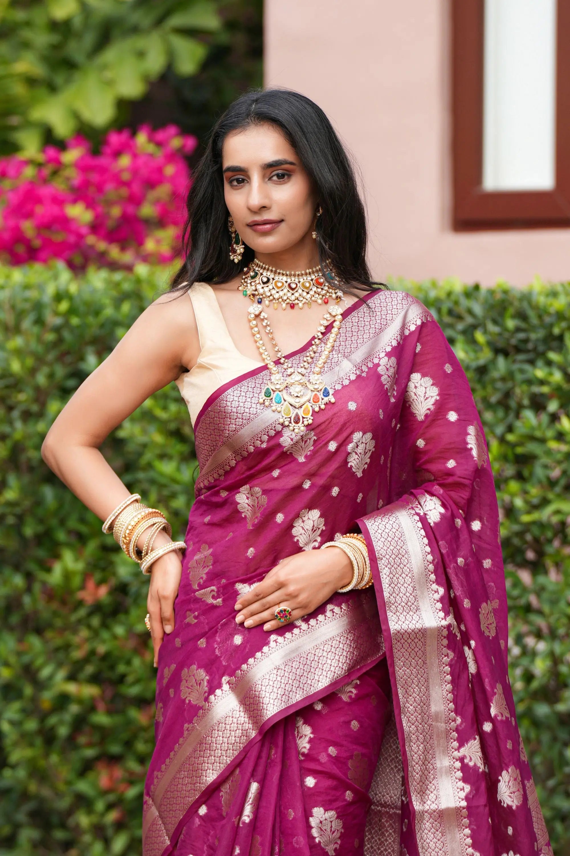 Image of Naira : Woven Design Zari Silk Blend in Heavy Banarsi Sathiraa Sarees