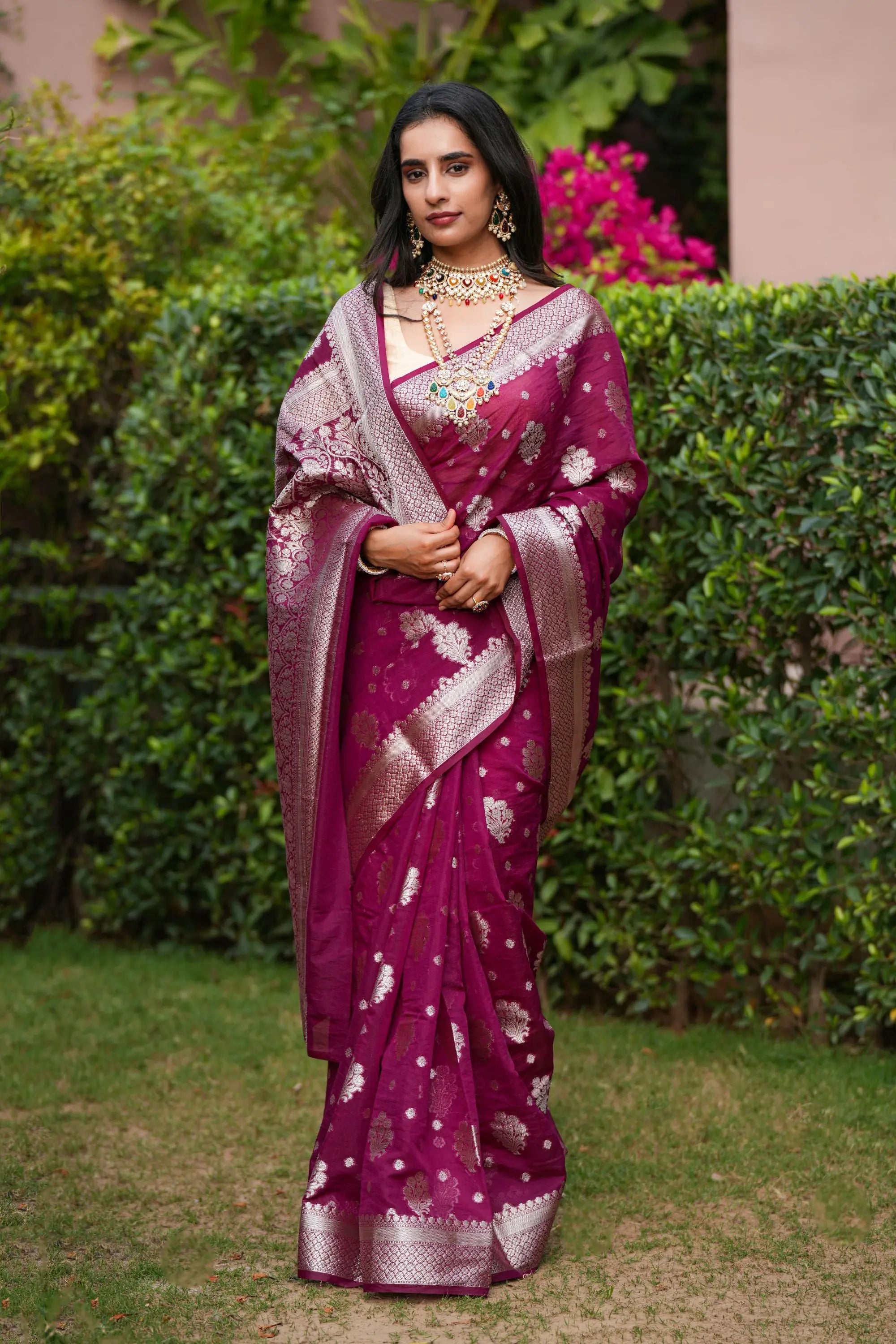 Image of Naira : Woven Design Zari Silk Blend in Heavy Banarsi Sathiraa Sarees