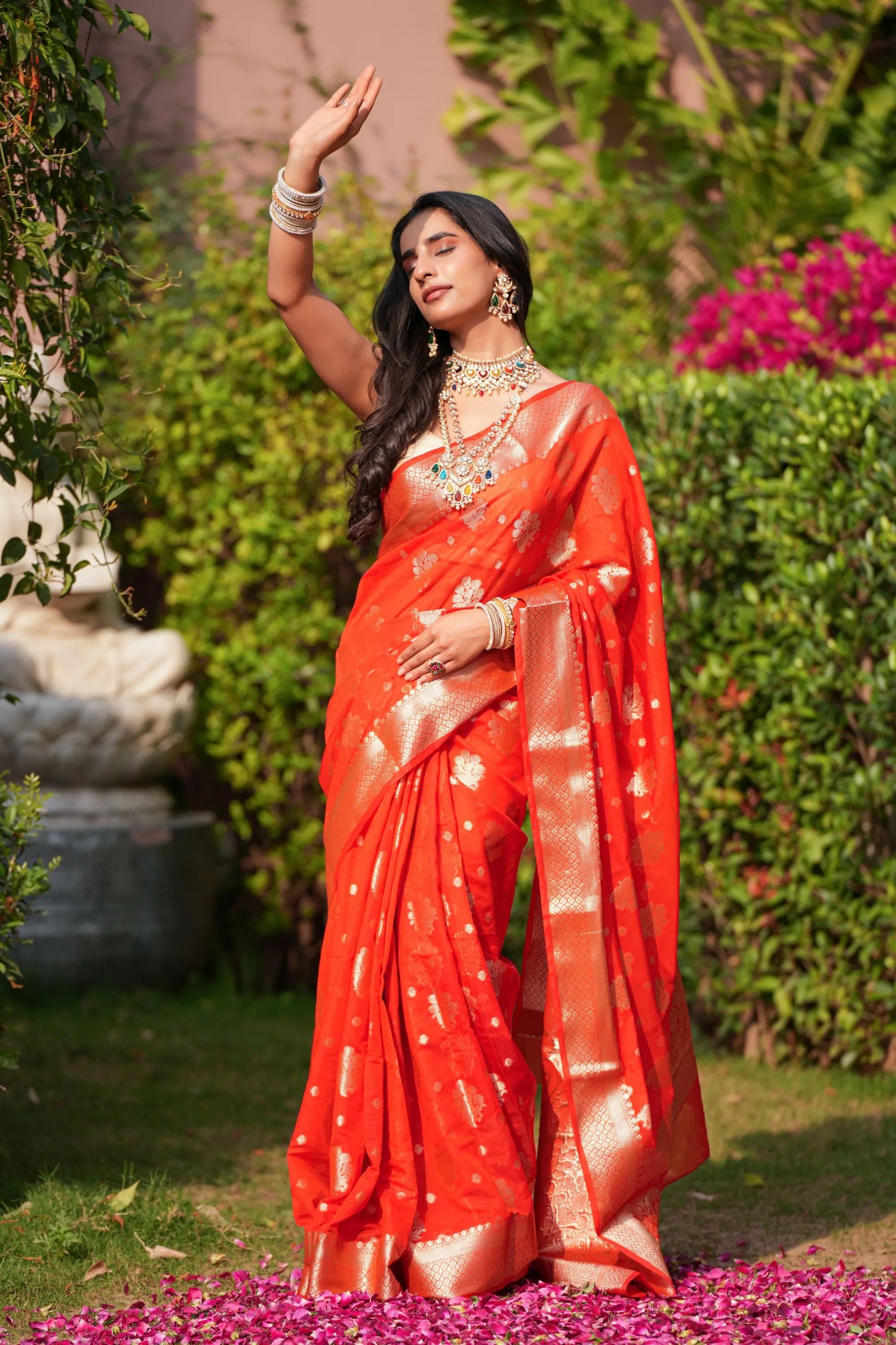 Image of Kavya : Woven Design Zari Silk Blend in Heavy Banarsi Sathiraa Sarees
