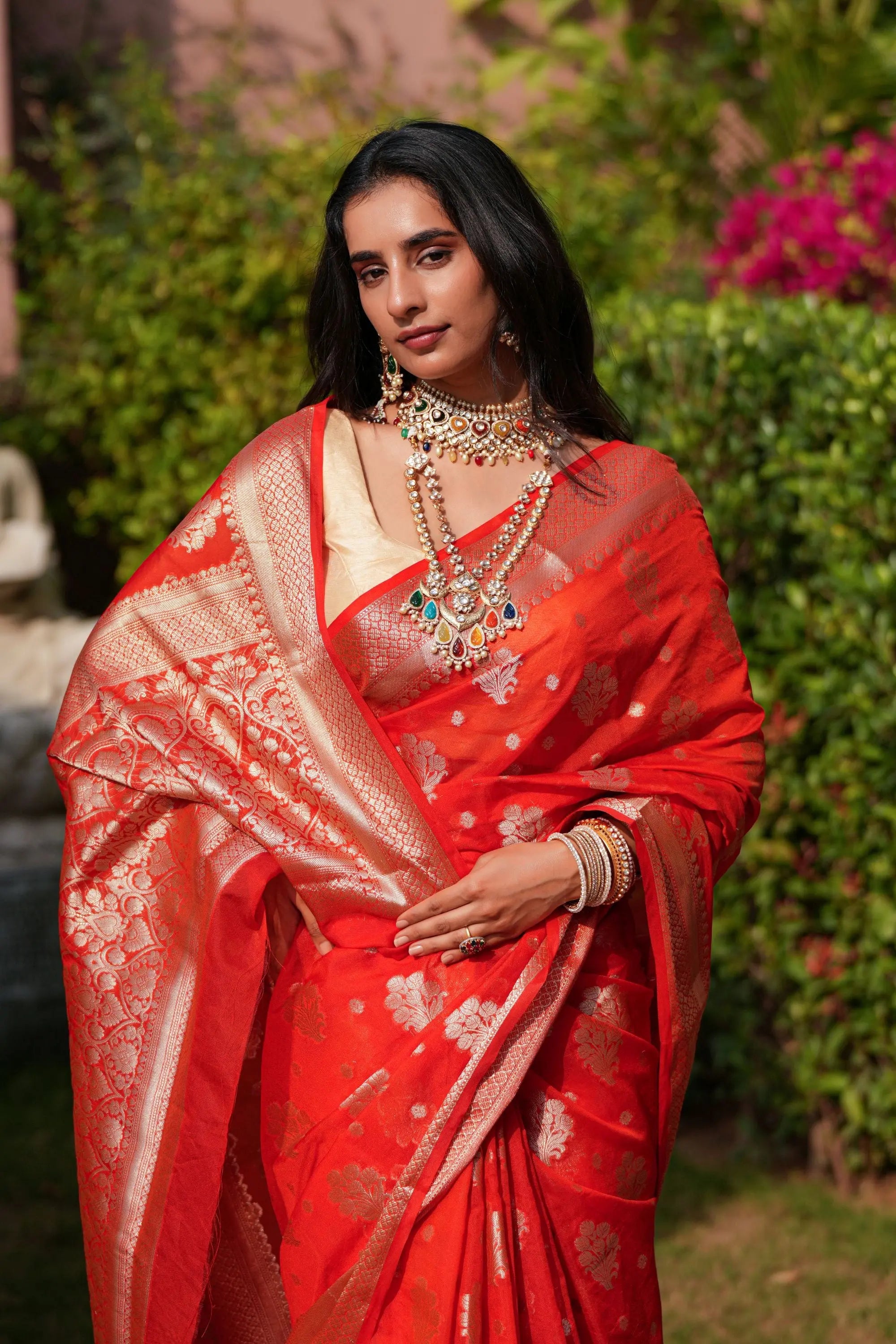 Image of Kavya : Woven Design Zari Silk Blend in Heavy Banarsi Sathiraa Sarees
