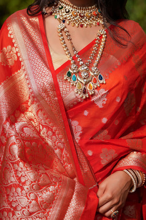 Kavya : Woven Design Zari Silk Blend in Heavy Banarsi Sathiraa Sarees
