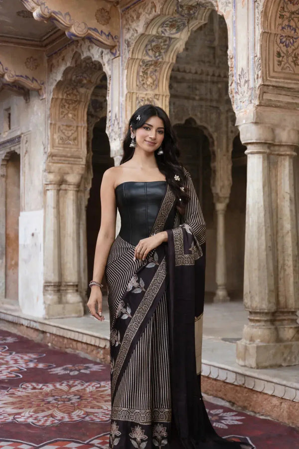 Ajrak Modal Silk Sarees