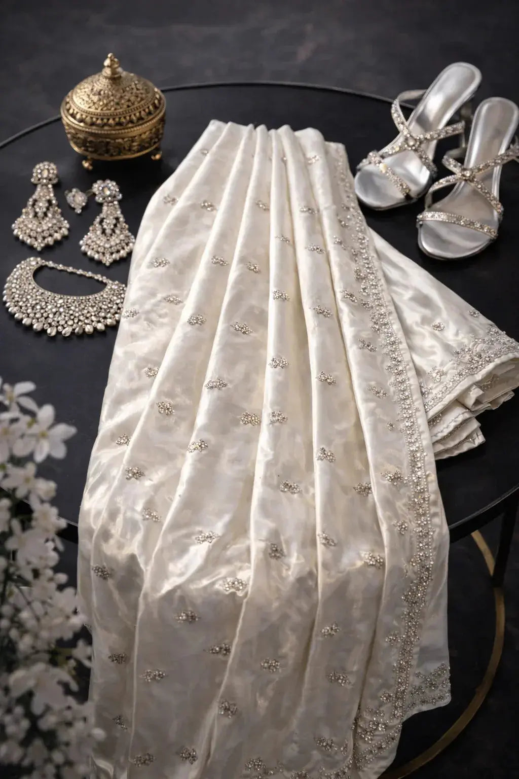 Image of Chandani - Ivory white Sathiraa Sarees