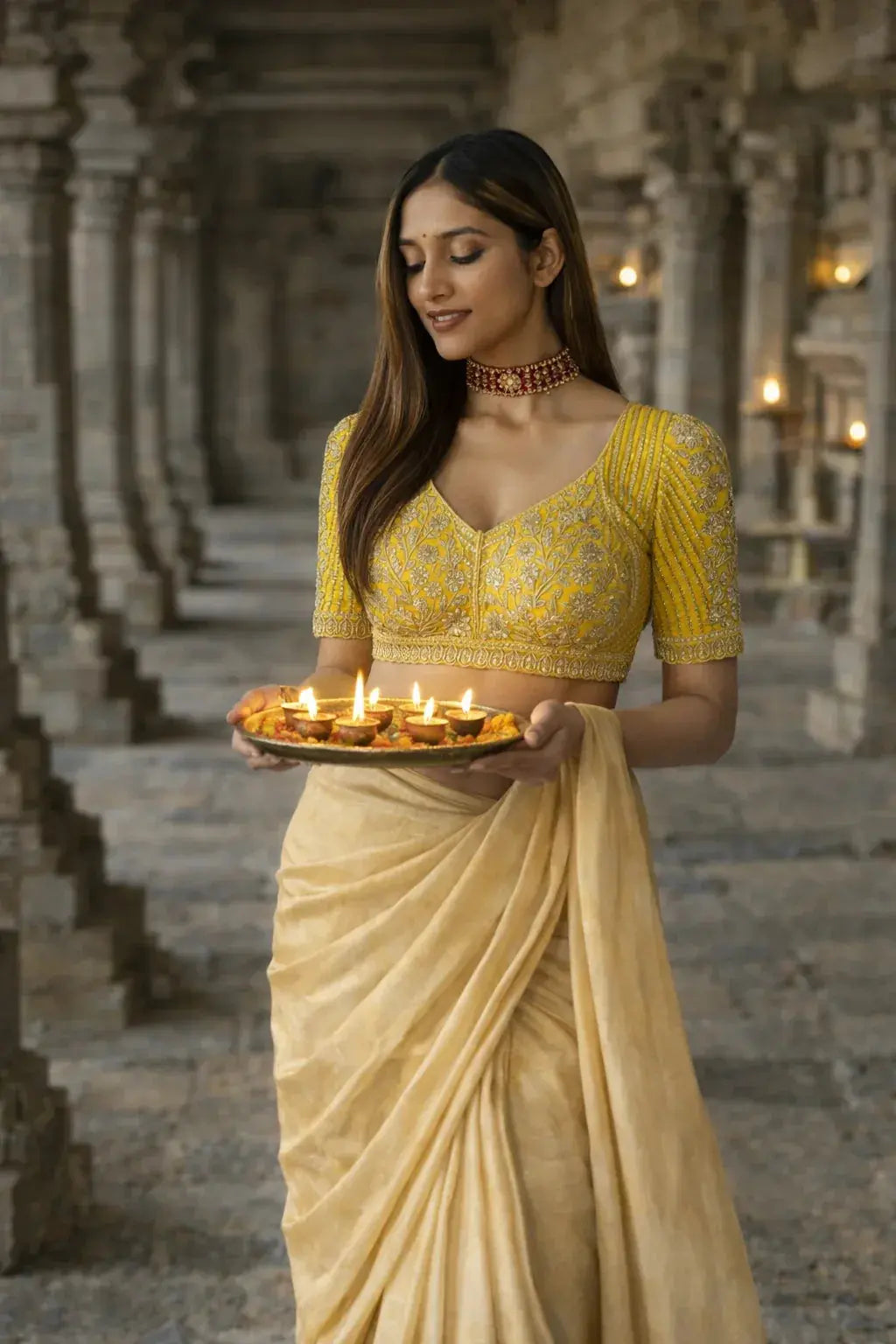Image of MADHUBALA BLOUSE - Yellow Sathiraa